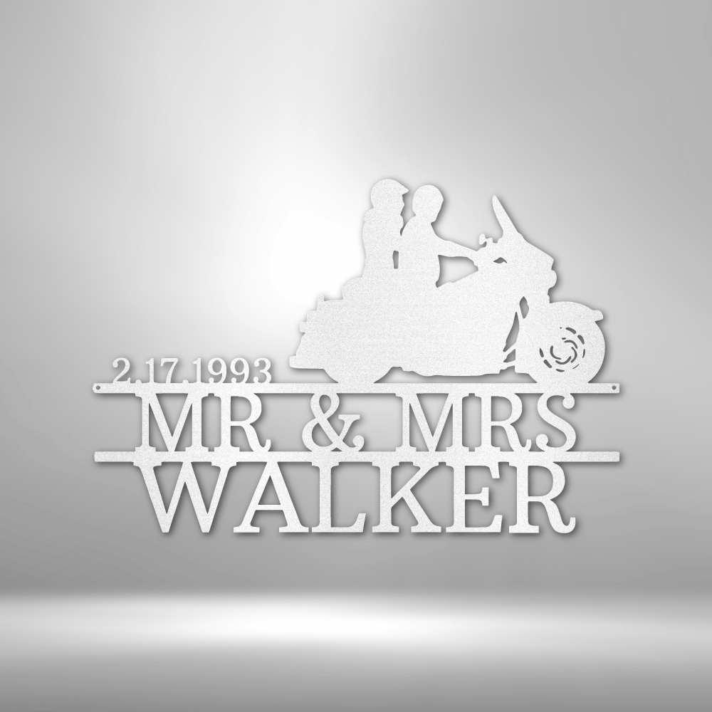 Glide Couple Motorcycle Name Date Personalized Steel Sign - Throttle Society